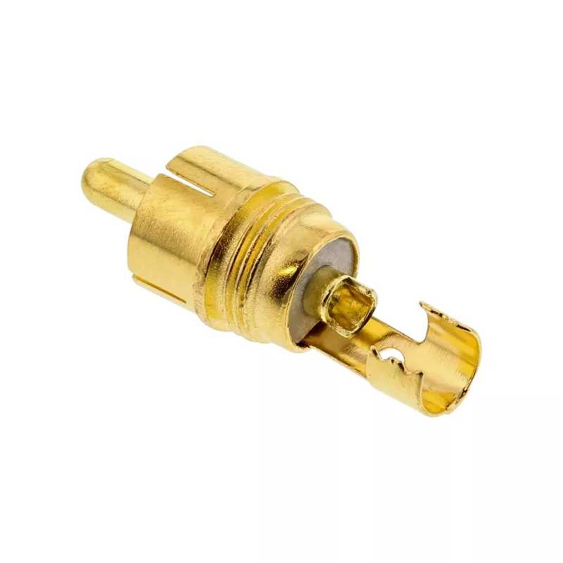 InLine RCA kovový konektor, samec, na spájkovanie, strieborný, červený krúžok, pre 6-mm kábel