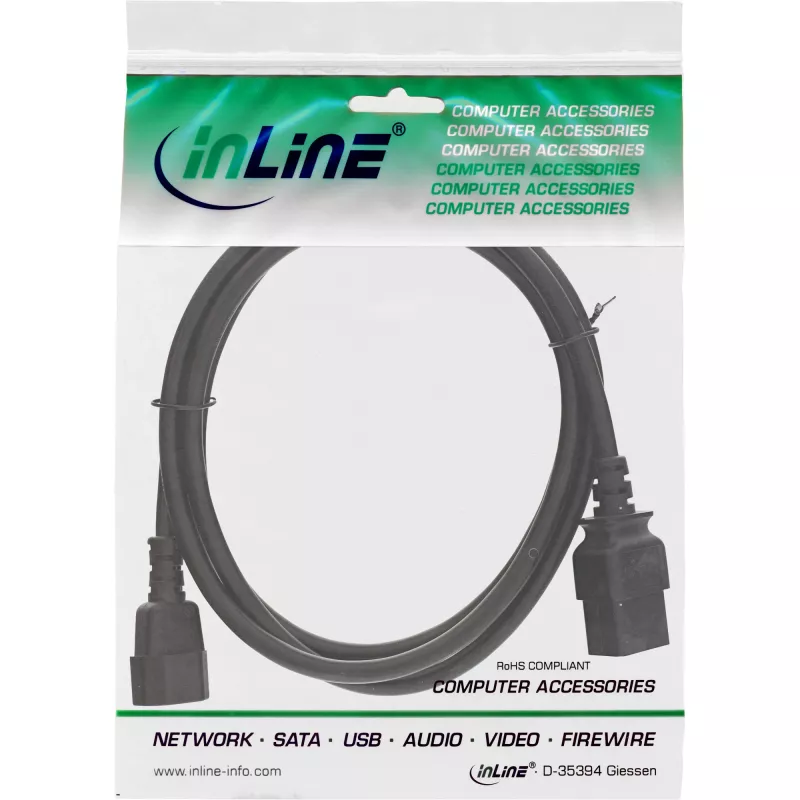 InLine napájací adaptérový kábel, IEC-60320 C14 na C19, 3x1,5mm², max. 10A, 1m