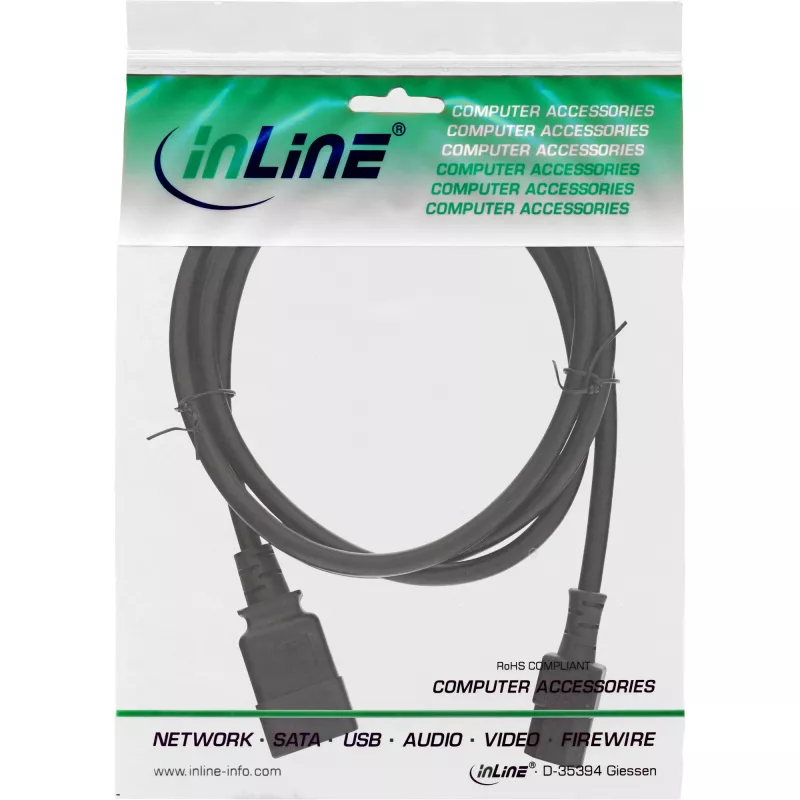 InLine napájací adaptérový kábel, IEC-60320 C20 na C13, 3x1,5mm², max. 10A, 2m