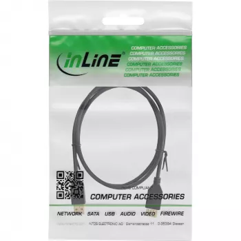 InLine USB 2.0 predlžovací kábel Type-A konektor samec / samica, pozlátený, čierny, 1,2m