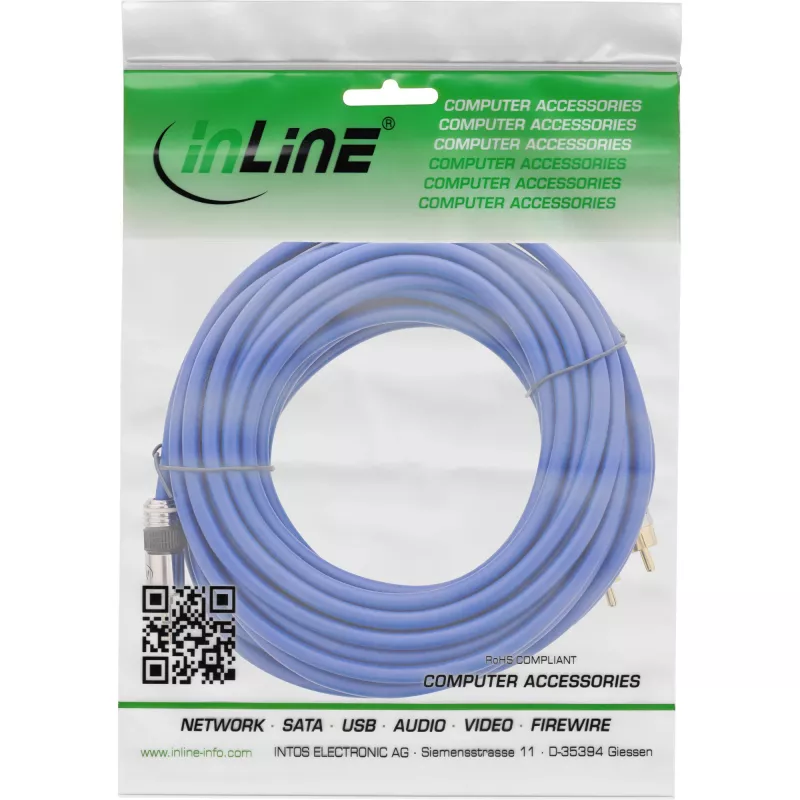 InLine audio kábel Premium 2x Cinch konektor samec / 3,5 mm jack konektor samec pozlátený 25 m