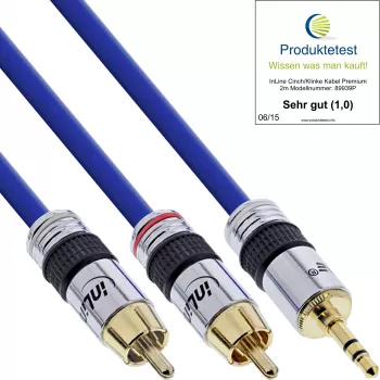InLine audio kábel Premium 2x Cinch konektor samec / 3,5 mm konektor samec pozlátený 0,5 m
