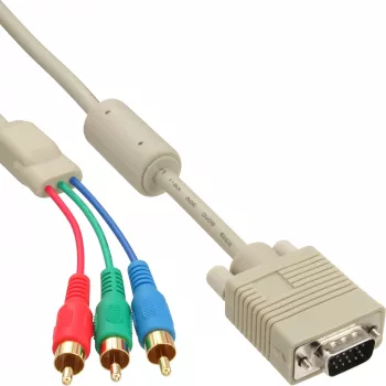 InLine VGA RGB kábel VGA konektor samec / 3x RCA konektor samec 2 m