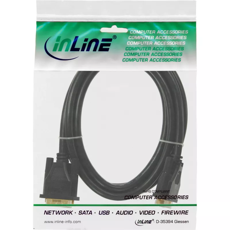 DVI-D kábel Premium 24+1 konektor samec/samec Dual Link pozlátený 7,5 m InLine 17787P
