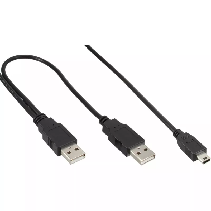InLine USB Mini-Y kábel 2x Type-A konektor samec / Mini-B konektor samec, 5-pinový, 1m