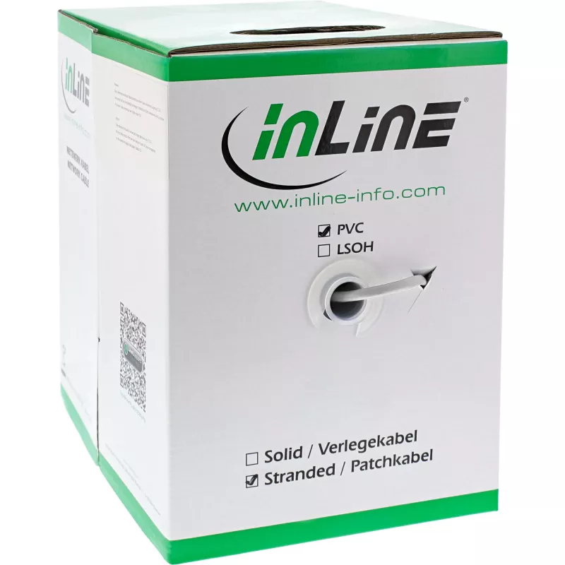InLine patch kábel SF/UTP Cat.5e AWG26 CCA PVC biely 100 m