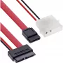 InLine Slimline SATA kábel, tenký SATA 13-pin (7+6) na strane kábla k SATA+napájanie, 0,4 m