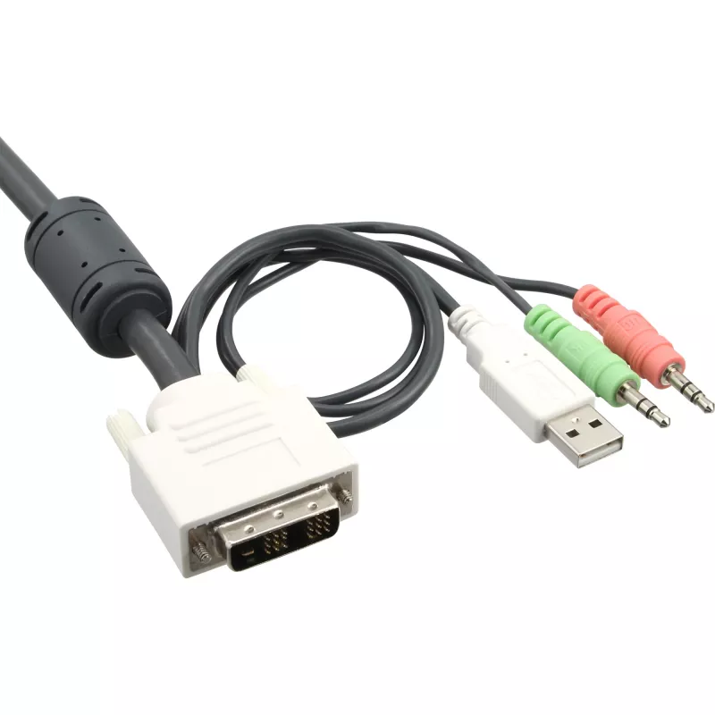 InLine KVM prepínač 2 porty DVI-D USB s audiom