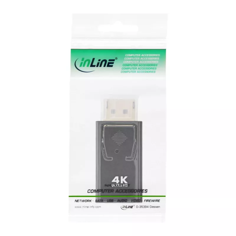 InLine konvertor DisplayPort konektor samec / HDMI konektor samica, 4K/60Hz, s audiom