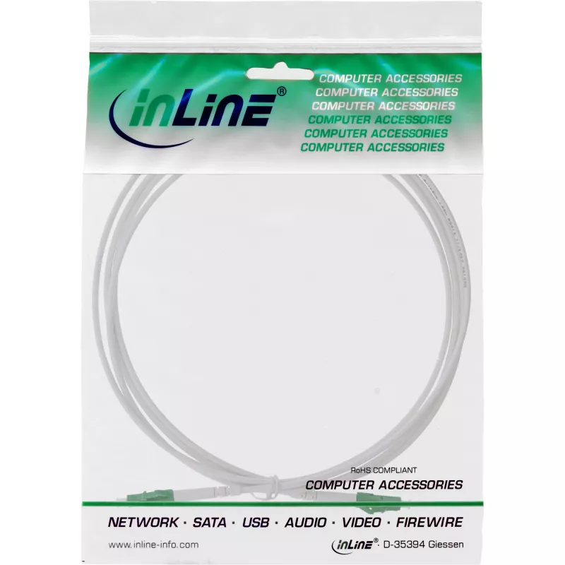 InLine optický simplexný kábel, FTTH, LC/APC8° na LC/APC8° 9/125µm OS2 50m