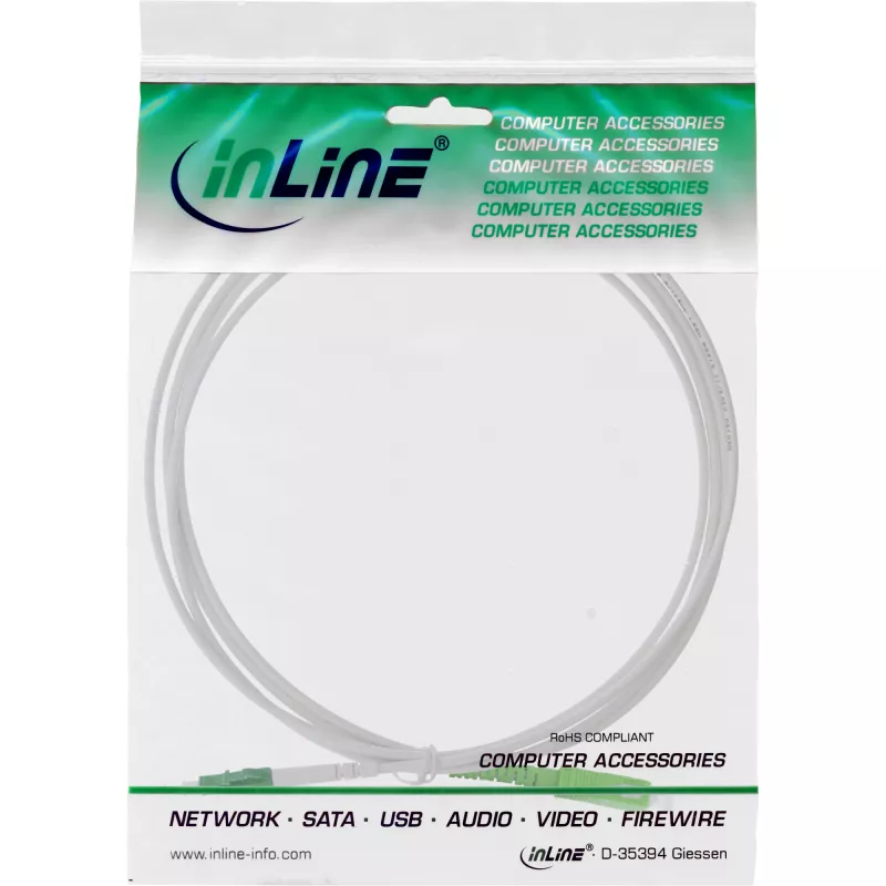 InLine optický simplexný kábel, FTTH, LC/APC8° na SC/APC8° 9/125µm OS2 3m