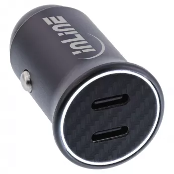 InLine USB auto nabíjačka Power Delivery, 2x USB-C, čierna