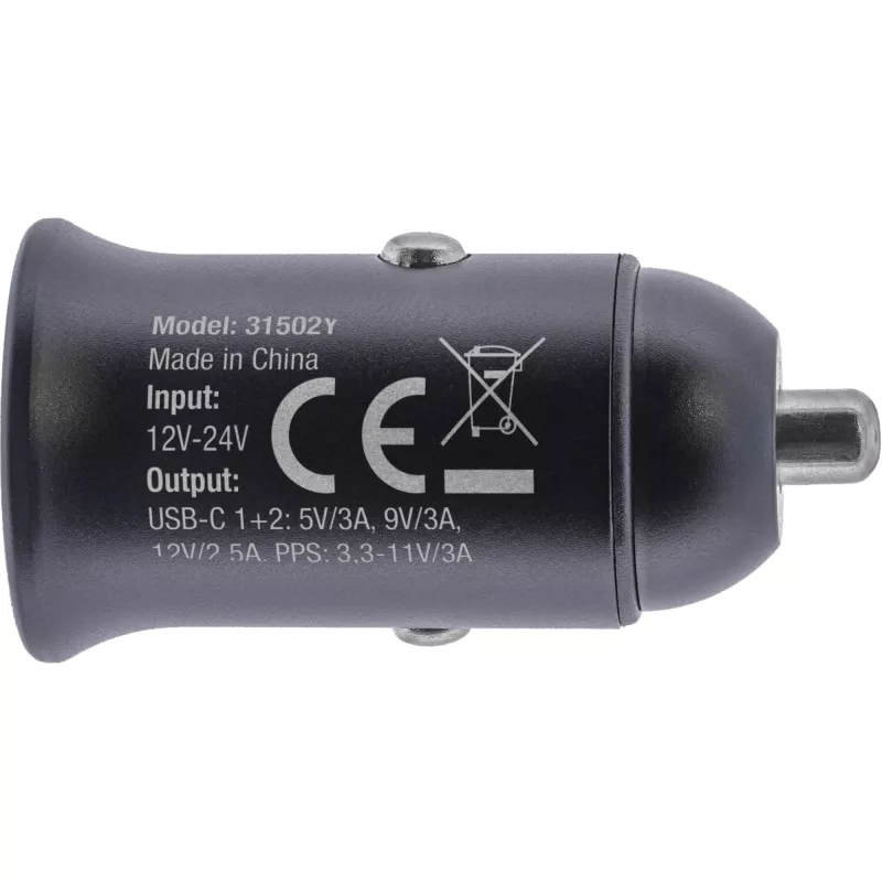 InLine USB auto nabíjačka Power Delivery, 2x USB-C, čierna