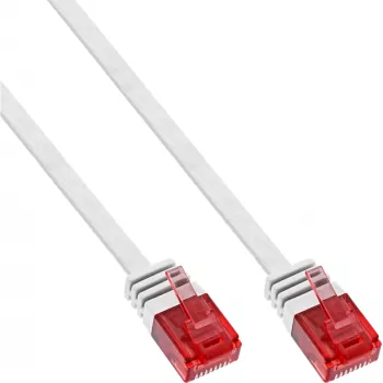 InLine plochý ultra tenký patch kábel U/UTP Cat.6 gigabitový biela 15m