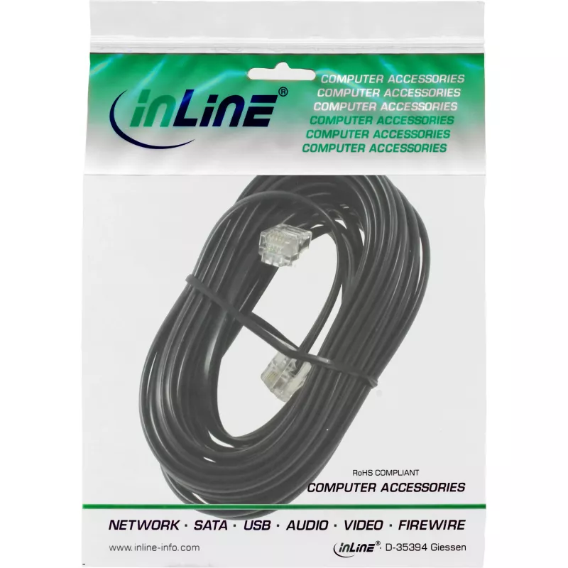 InLine modulárny kábel RJ11 samec / samec 6P4C 10m