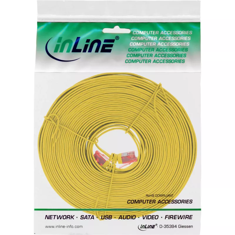 InLine plochý ultra tenký patch kábel U/UTP Cat.6 gigabitový žltý 7 m
