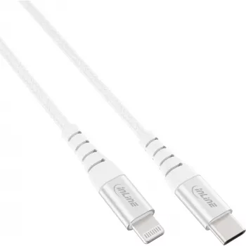 InLine kábel USB-C Lightning, pre iPad, iPhone, iPod, strieborný/hliník, 1m