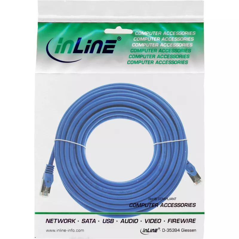 InLine patch kábel SF/UTP Cat.5e modrý 25m