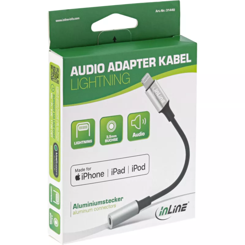 InLine Lightning audio adaptér kábel 0,1m