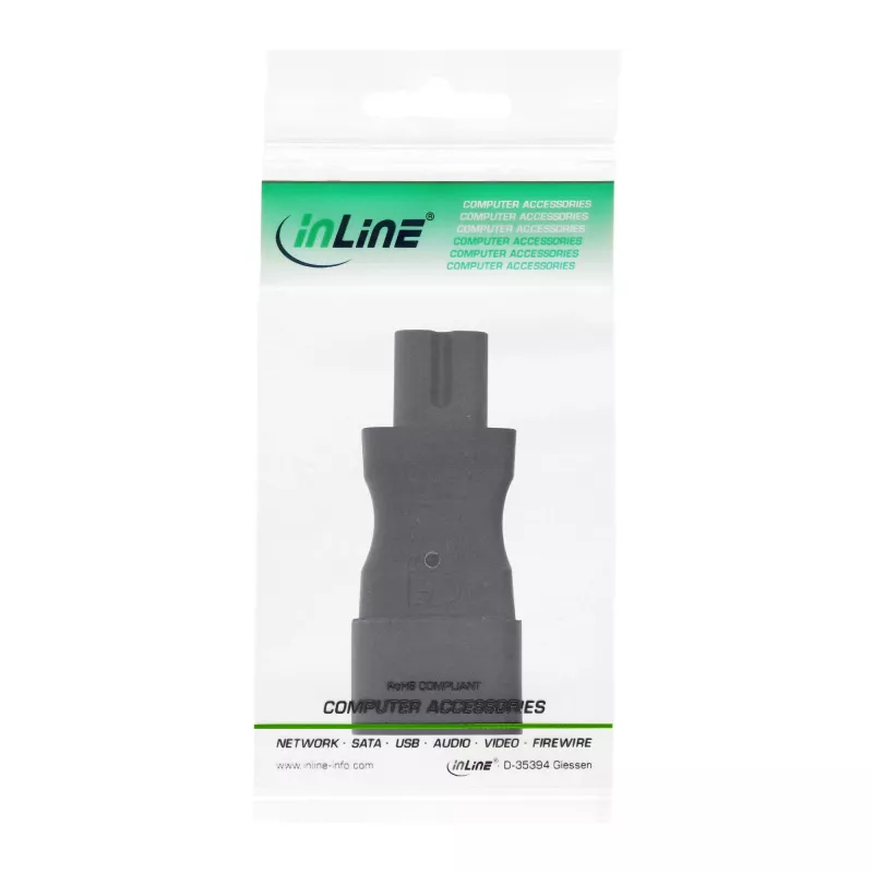 InLine sieťový adaptér IEC 60320 C14 na C7, 3-pólový IEC vstup na 2-pólový