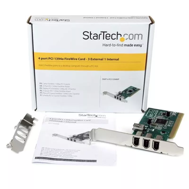 StarTech.com 4-port PCI 1394a FireWire adaptérová karta – 3 externé, 1 interný