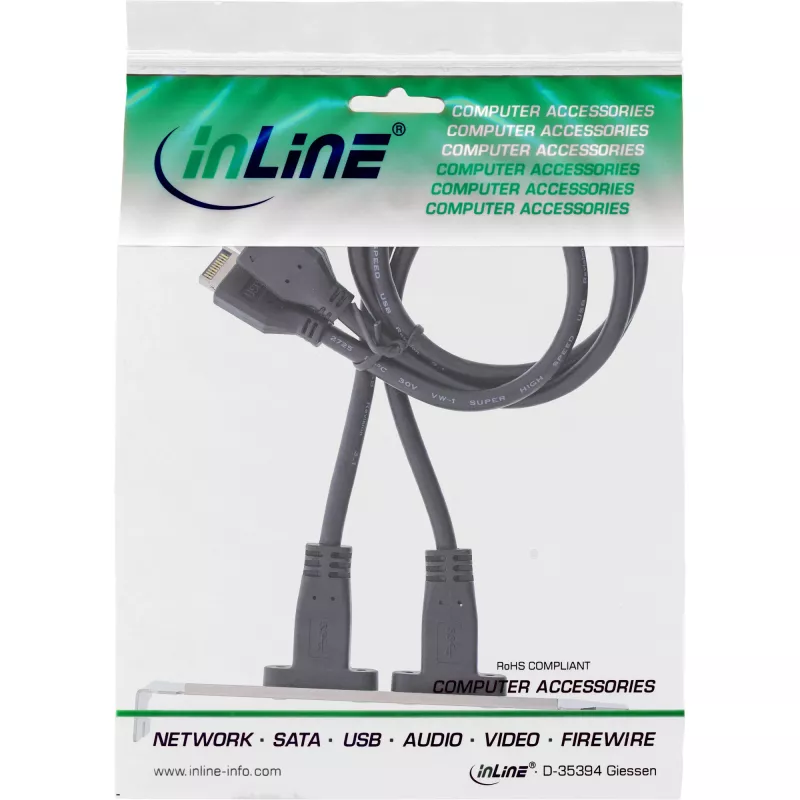InLine slotový plech USB-C na USB 3.2 predný panel Key-A interný, 0,5 m