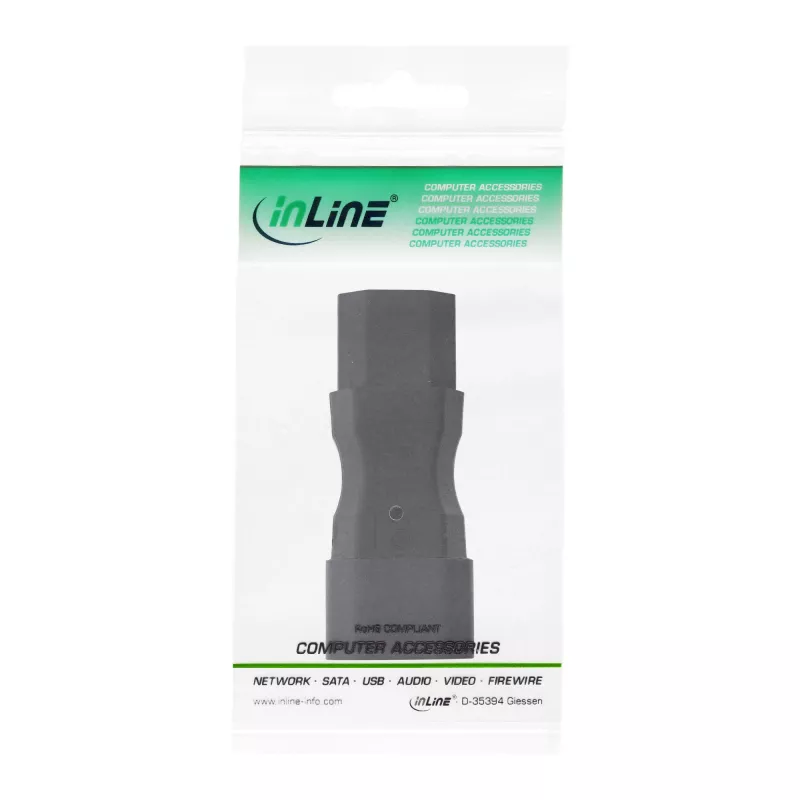 InLine napájací adaptér IEC 60320 C14 na C13, 3-pólový, konektor samec