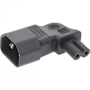 InLine napájací adaptér IEC 60320 C14 / C7, vľavo/vpravo zahnutý, 3-pólový na 2-pólový