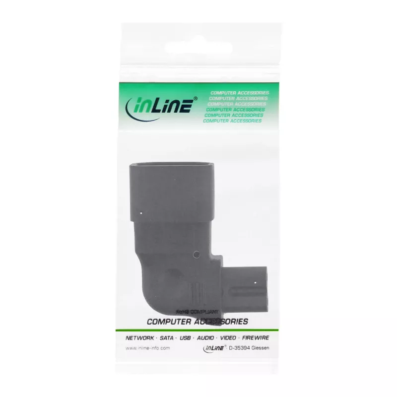 InLine napájací adaptér IEC 60320 C14 / C7, vľavo/vpravo zahnutý, 3-pólový na 2-pólový
