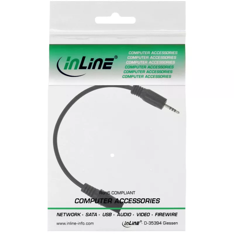 InLine audio adaptérový kábel 4 pin 2,5 mm samec / 4 pin 3,5 mm samica 0,2 m