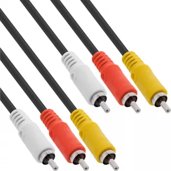 InLine AV kábel 3x RCA samec/samec 3 m, 3 x RCA, 3 m, čierna