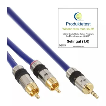 InLine Premium audio kábel 2x Cinch samec / 3,5 mm jack samec, pozlátený, 20 m