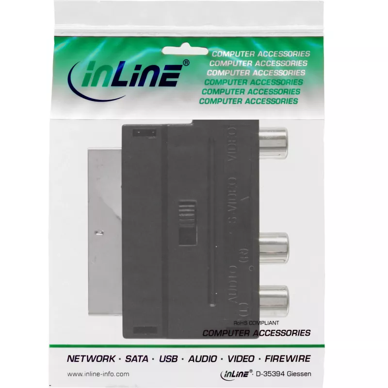 InLine Scart adaptér Scart konektor samec / 3x RCA a S-VHS video vstup/výstup