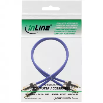 InLine Premium RCA audio kábel 2x RCA konektor samec/konektor samec pozlátený 0,5 m