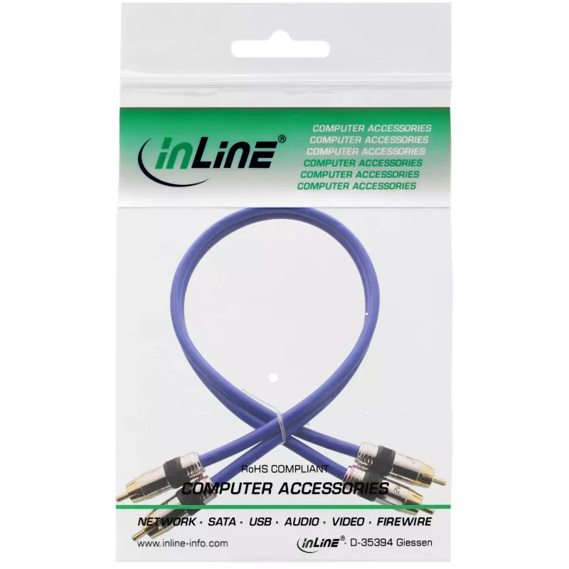 InLine Premium RCA audio kábel 2x RCA konektor samec/konektor samec pozlátený 0,5 m