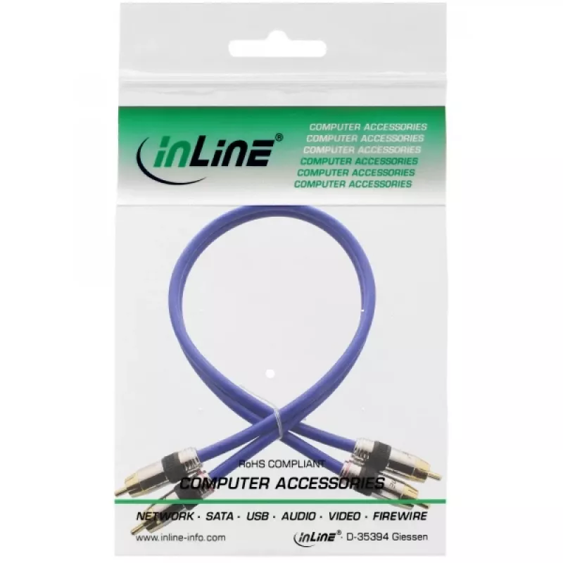 InLine Premium RCA audio kábel 2x RCA konektor samec/konektor samec pozlátený 3 m