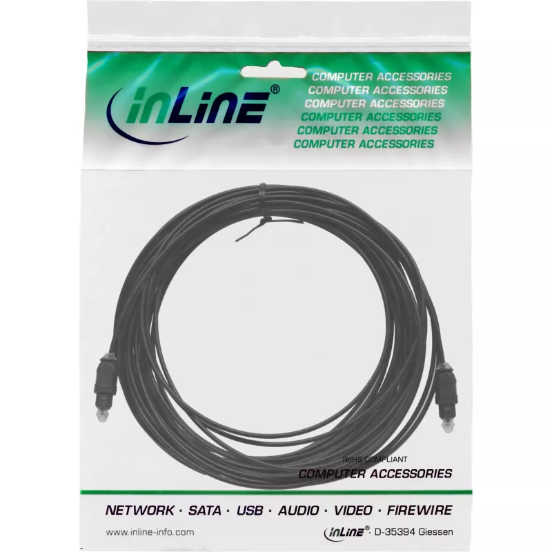 InLine optický audio kábel Toslink konektor samec/konektor samec 3 m, Toslink, konektor samec, Toslink, konektor samec, 3 m, čierny