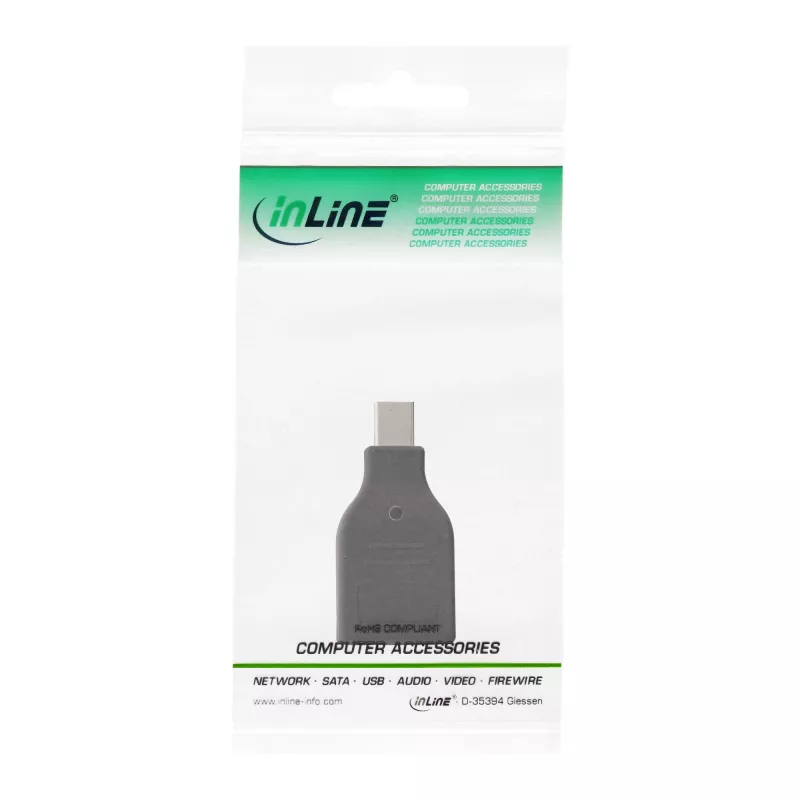 InLine DisplayPort adaptér, Mini DisplayPort konektor samec / DisplayPort konektor samica, 4K/60Hz