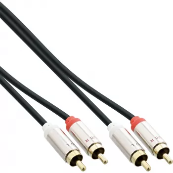 InLine tenký audio kábel 2x RCA M/M, stereo, 3 m