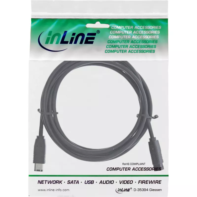 InLine FireWire 400 na 800 1394b kábel 6/9 pin konektor samec 2 m