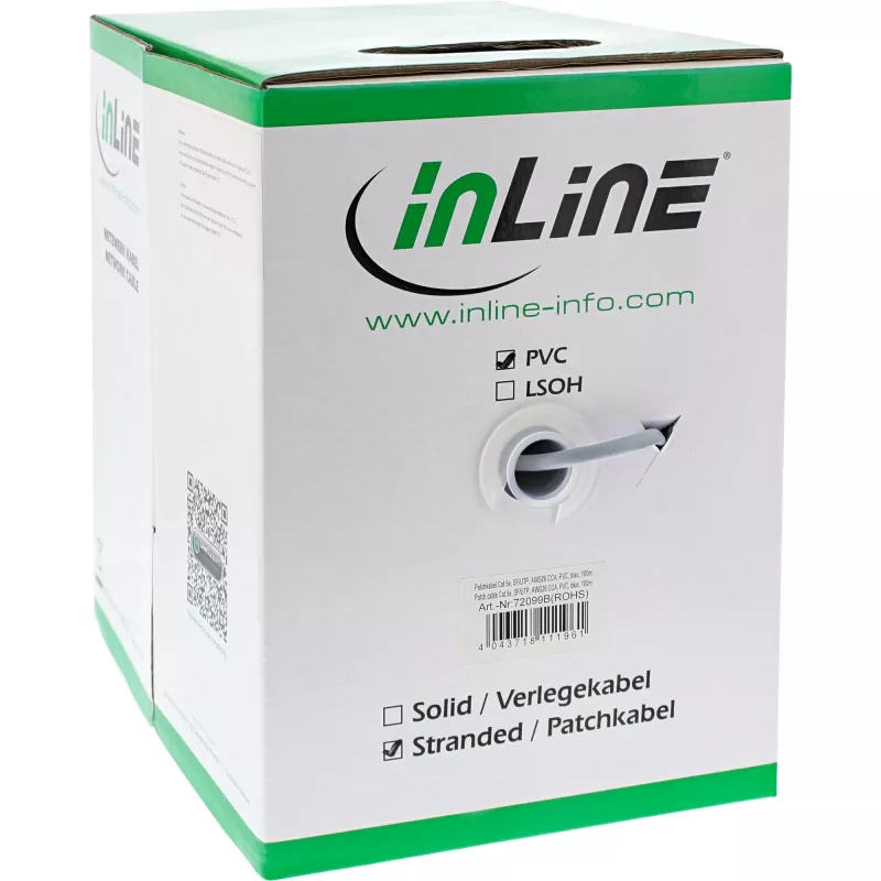 InLine patch kábel SF/UTP Cat.5e AWG26 CCA PVC sivý 100m