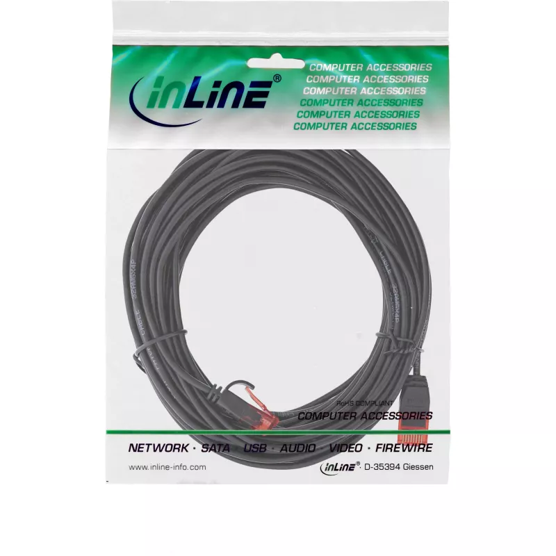 InLine tenký patch kábel, U/UTP, Cat.6, čierny, 7,5m