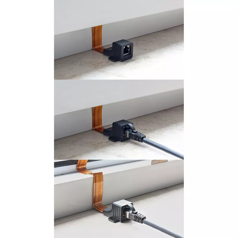 InLine tenký RJ45 kábel pre priechodky okien/dverí, 2x RJ45 F/F, 1:1, nezatienený, 0,3 m