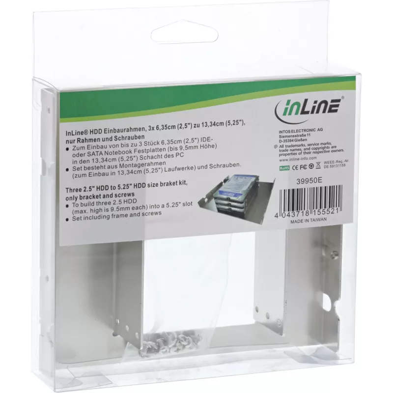 InLine držiak sada 3x 2,5 palca HDD na 5,25 palca HDD veľkosť držiaky a skrutky