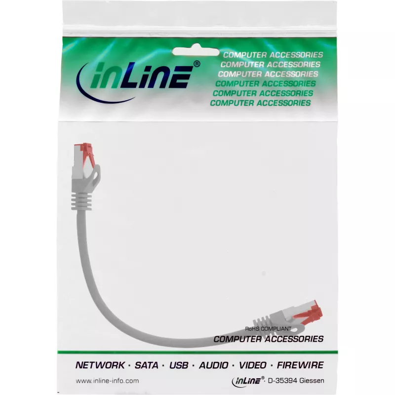 InLine patch kábel S/FTP PiMF Cat.6 250MHz PVC meď sivý 0,3m