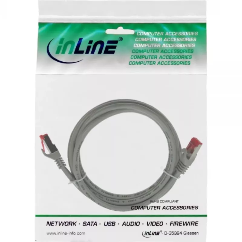 InLine Patch kábel S/FTP PiMF Cat.6 250MHz PVC meď sivý 0,25m