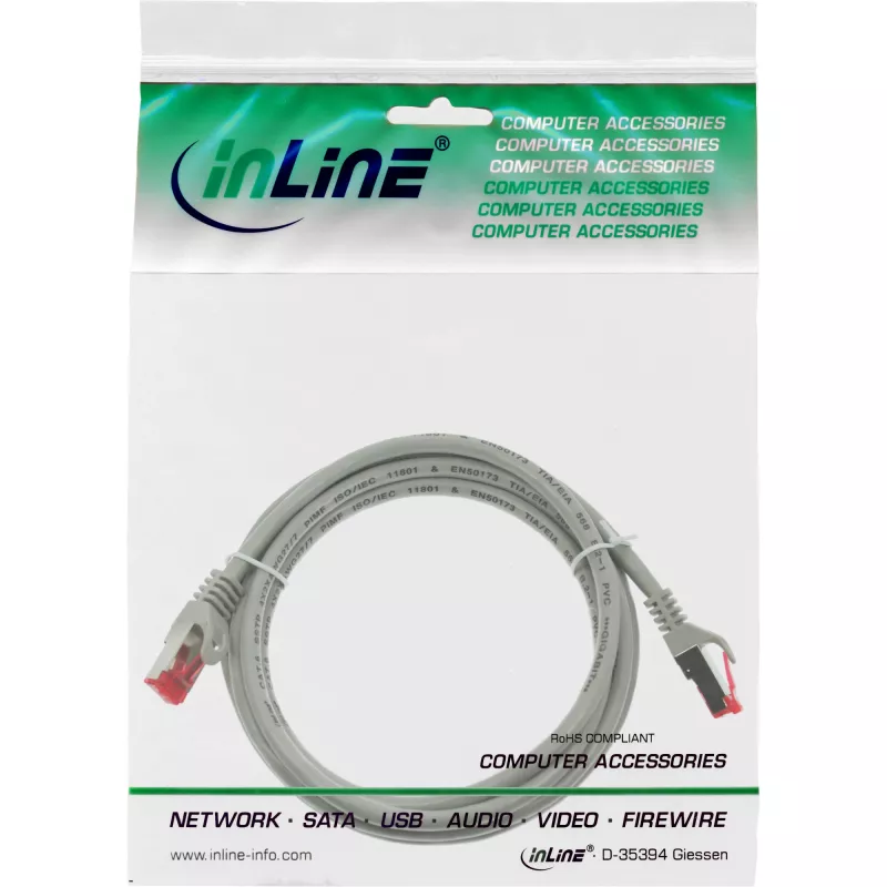 InLine Patch kábel S/FTP PiMF Cat.6 250MHz PVC meď sivý 0,5m