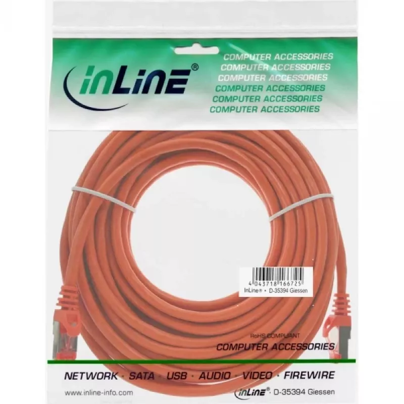 InLine Patch kábel S/FTP PiMF Cat.6 250MHz PVC meď oranžový 20m