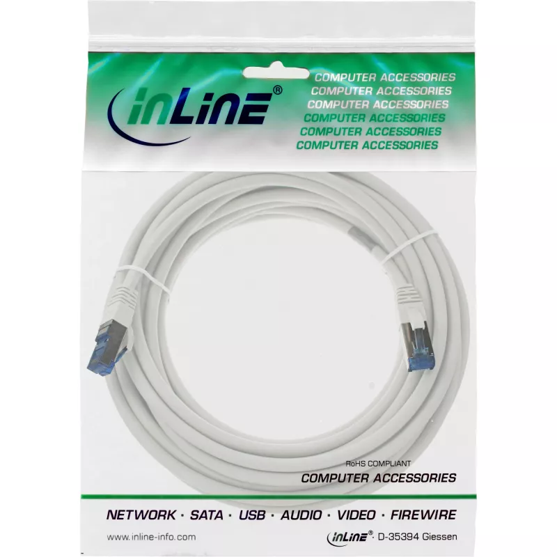 InLine Patch kábel S/FTP PiMF Cat.6A bezhalogénový 500 MHz biely 15 m
