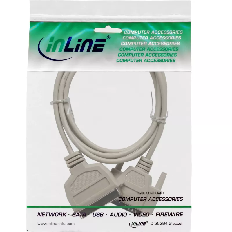 InLine tlačiarňový kábel obojsmerný 25-pol. D-Sub na 36-pol. Centronics 2 m